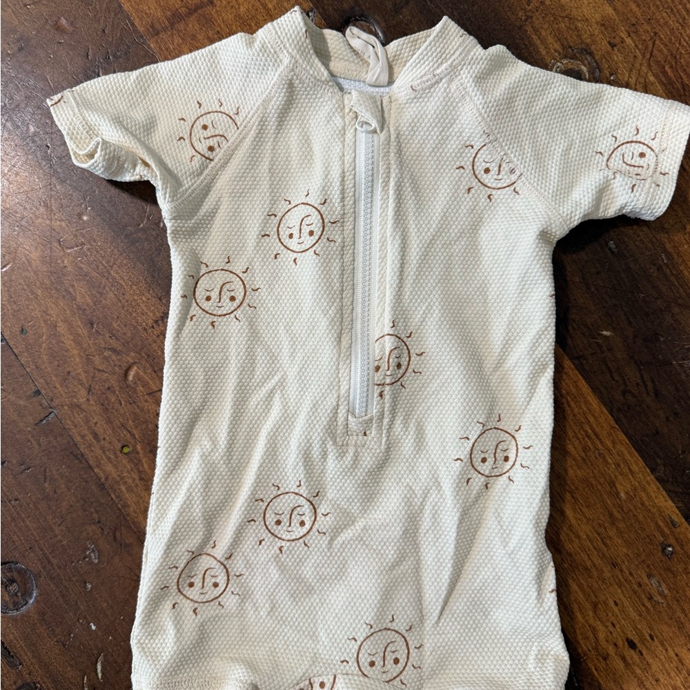 Quincy Mae Cream and Brown Kids Swimwear